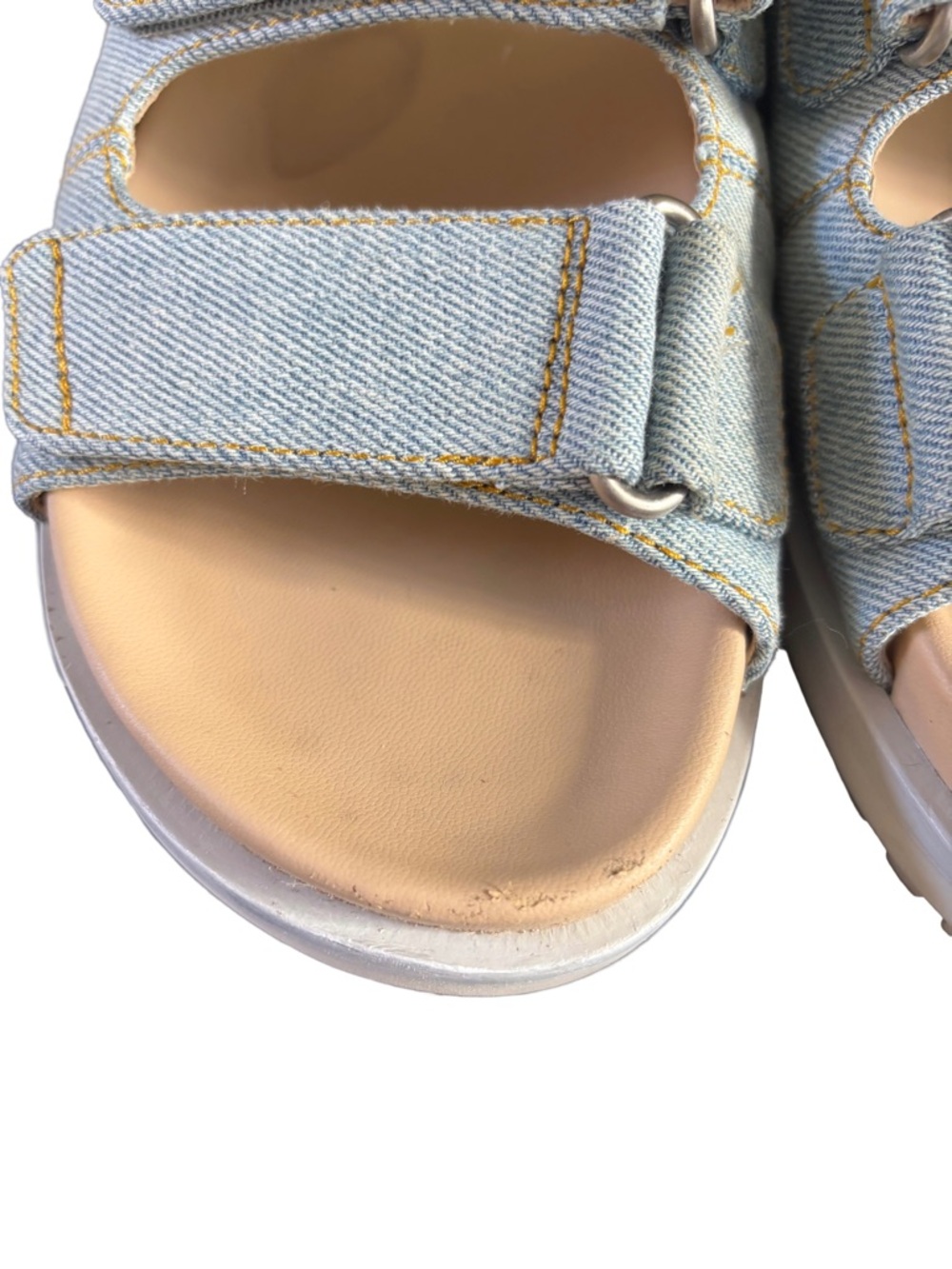 Sam Edelman Eliana Denim Platform Slide Sandals Size 7.5 Double Strap Lug Sole - Picture 7 of 10